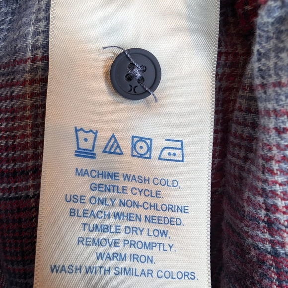 Men's Hurley Blue Red White Flannel Plaid Button-Down Shirt XXL - Picture 5 of 12